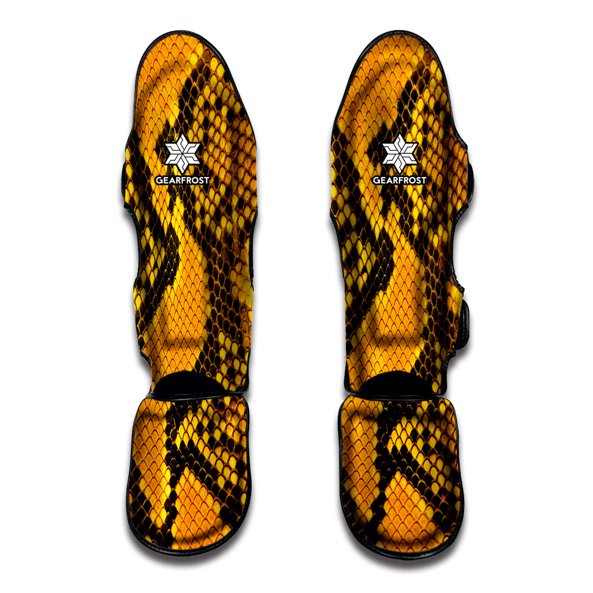 Yellow And Black Snakeskin Print Muay Thai Shin Guard