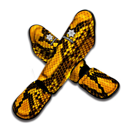 Yellow And Black Snakeskin Print Muay Thai Shin Guard