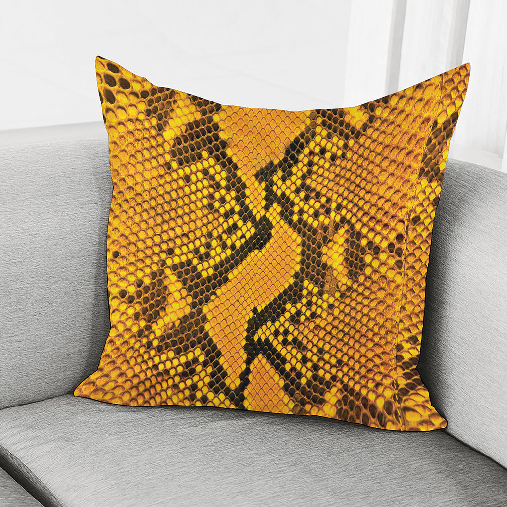 Yellow And Black Snakeskin Print Pillow Cover