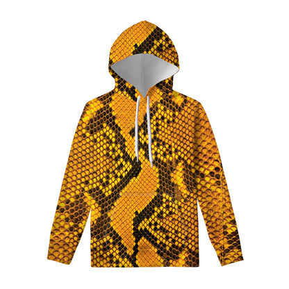 Yellow And Black Snakeskin Print Pullover Hoodie