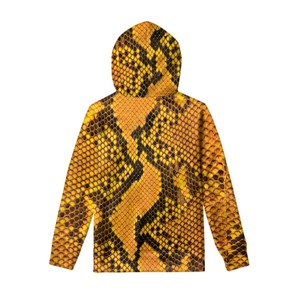 Yellow And Black Snakeskin Print Pullover Hoodie