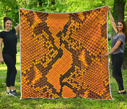 Yellow And Black Snakeskin Print Quilt