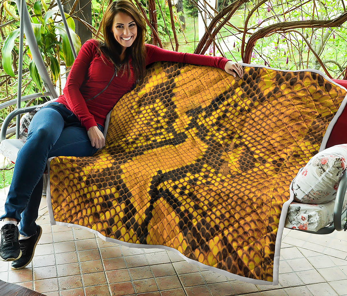 Yellow And Black Snakeskin Print Quilt