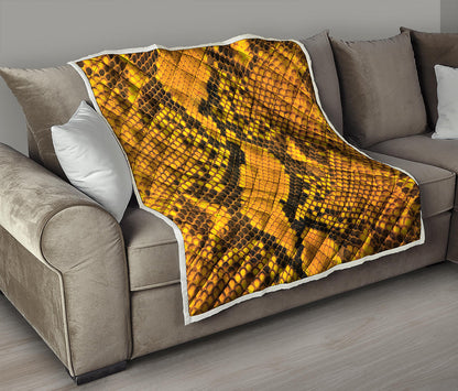 Yellow And Black Snakeskin Print Quilt