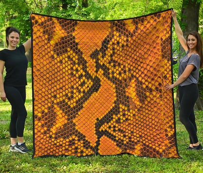 Yellow And Black Snakeskin Print Quilt