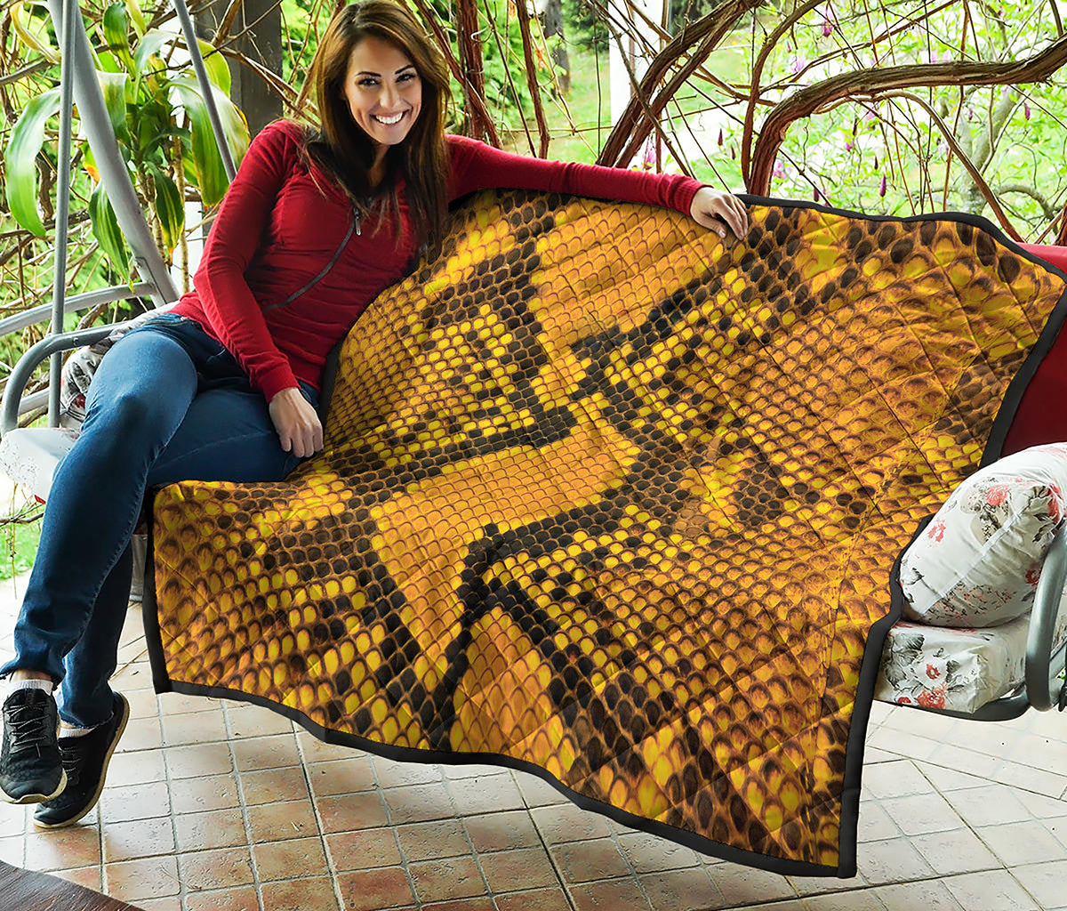 Yellow And Black Snakeskin Print Quilt