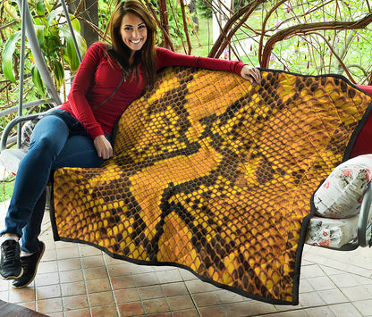 Yellow And Black Snakeskin Print Quilt