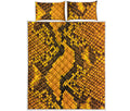 Yellow And Black Snakeskin Print Quilt Bed Set