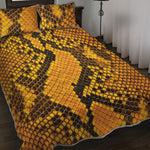 Yellow And Black Snakeskin Print Quilt Bed Set