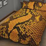 Yellow And Black Snakeskin Print Quilt Bed Set