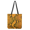 Yellow And Black Snakeskin Print Tote Bag