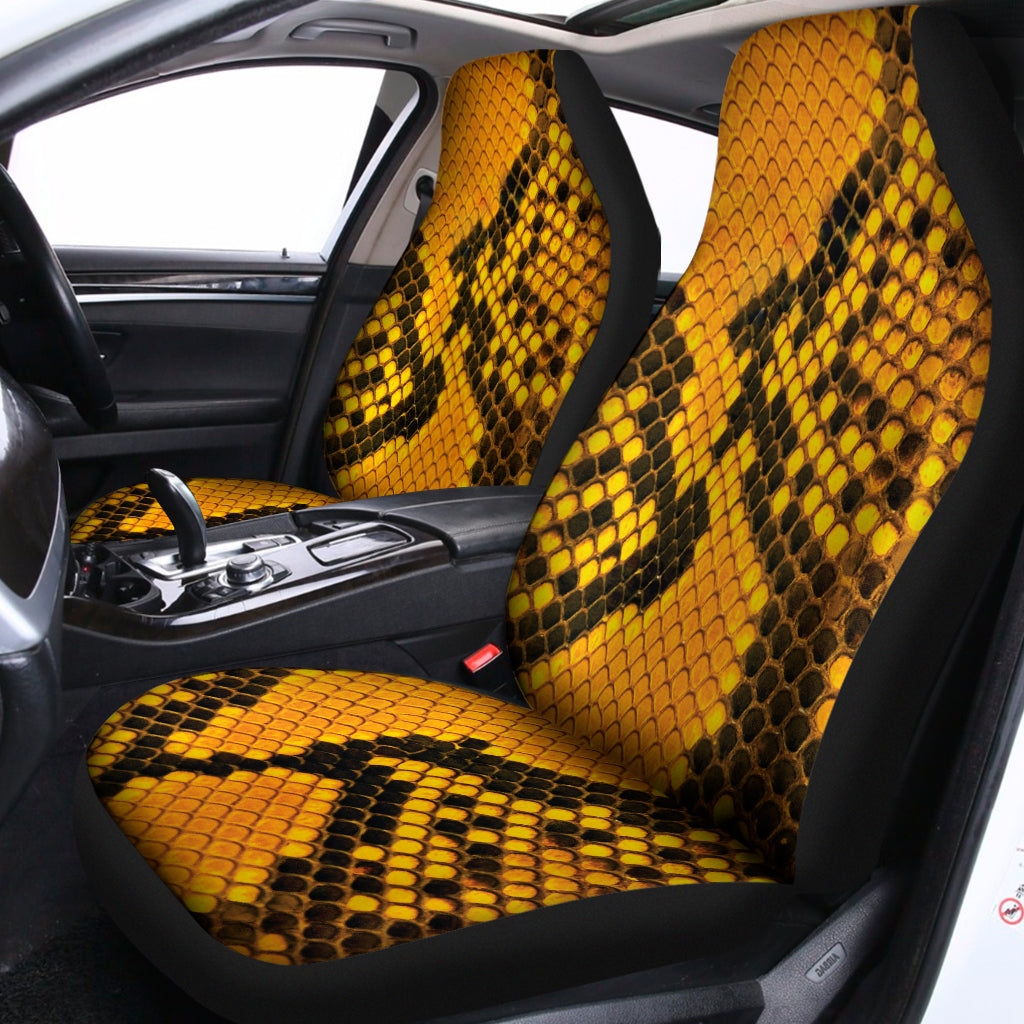 Yellow And Black Snakeskin Print Universal Fit Car Seat Covers