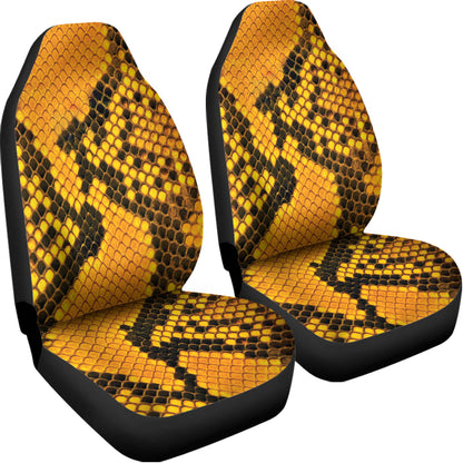 Yellow And Black Snakeskin Print Universal Fit Car Seat Covers
