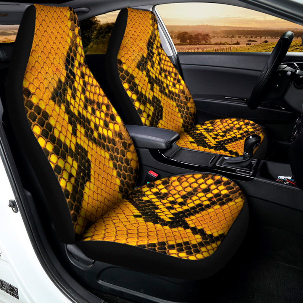 Yellow And Black Snakeskin Print Universal Fit Car Seat Covers