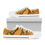 Yellow And Black Snakeskin Print White Low Top Shoes