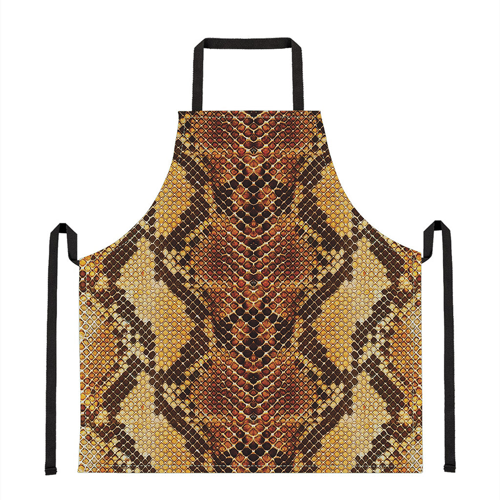 Yellow And Brown Snakeskin Print Apron