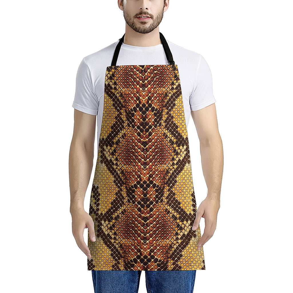 Yellow And Brown Snakeskin Print Apron