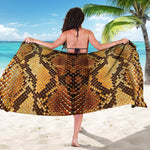 Yellow And Brown Snakeskin Print Beach Sarong Wrap