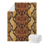 Yellow And Brown Snakeskin Print Blanket