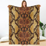 Yellow And Brown Snakeskin Print Blanket