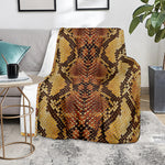 Yellow And Brown Snakeskin Print Blanket