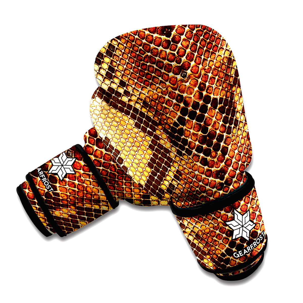 Yellow And Brown Snakeskin Print Boxing Gloves
