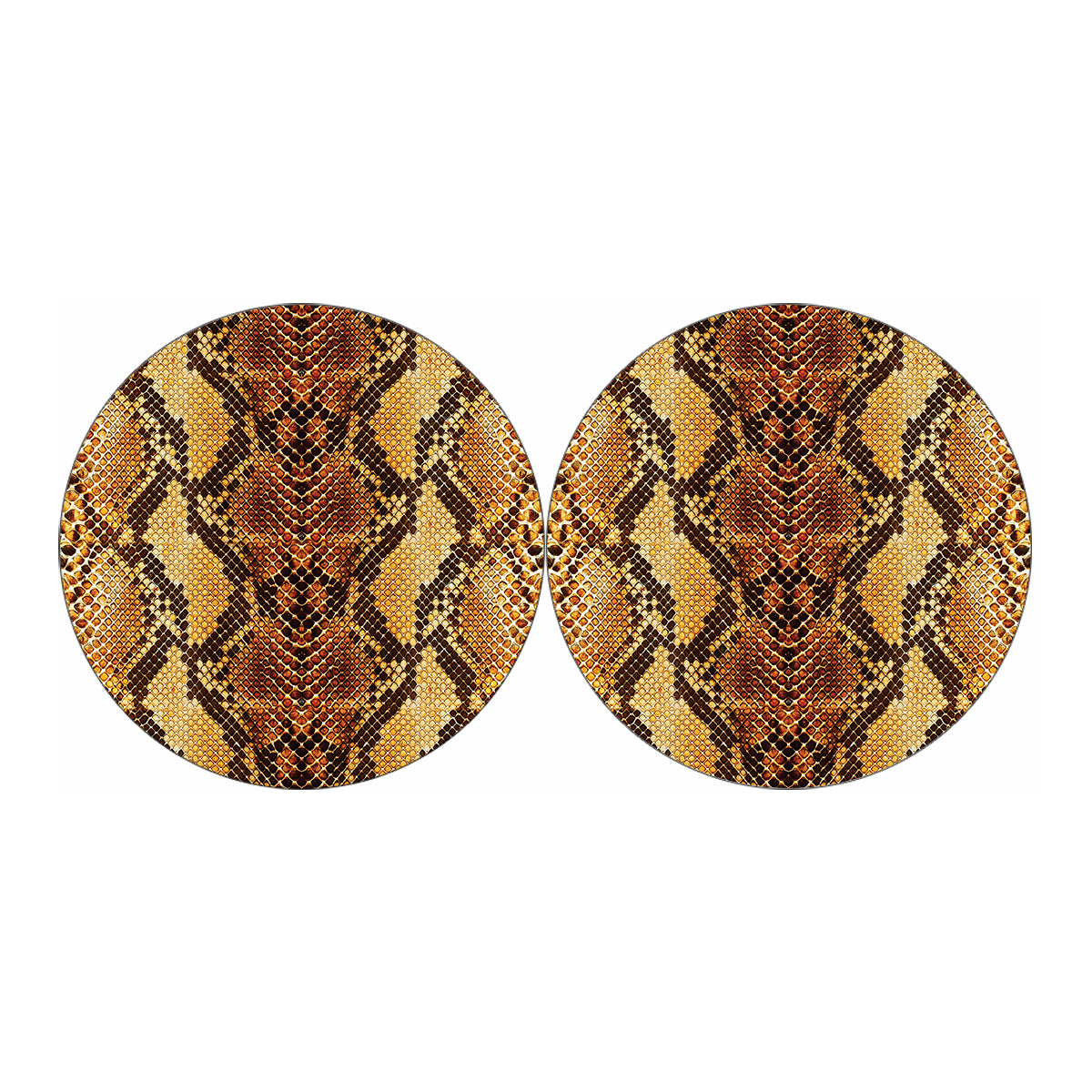 Yellow And Brown Snakeskin Print Car Coasters