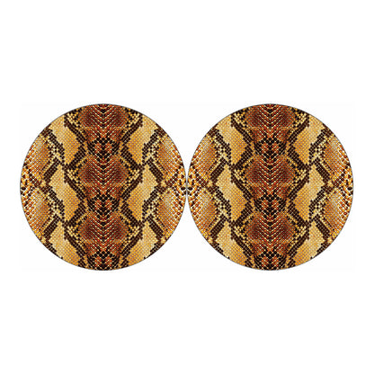 Yellow And Brown Snakeskin Print Car Coasters