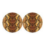 Yellow And Brown Snakeskin Print Car Coasters
