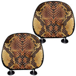 Yellow And Brown Snakeskin Print Car Headrest Covers