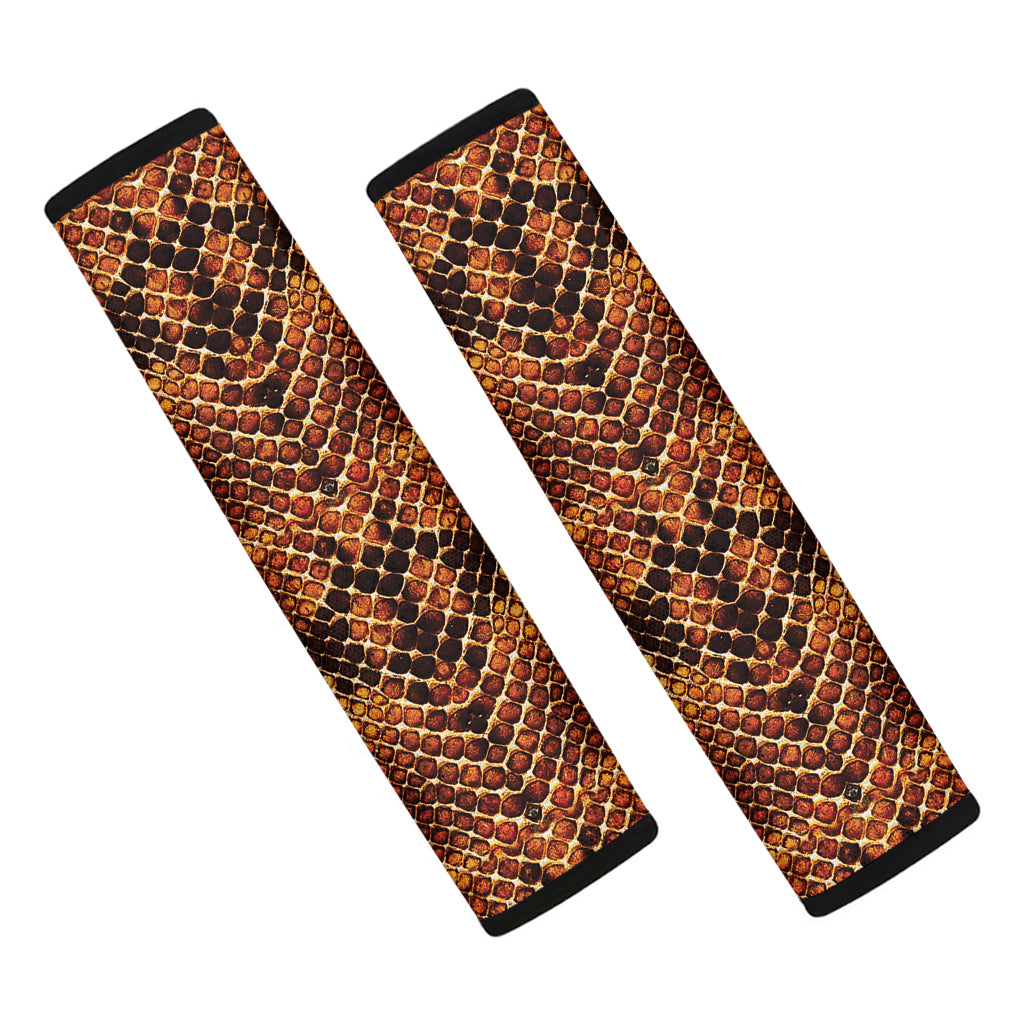 Yellow And Brown Snakeskin Print Car Seat Belt Covers
