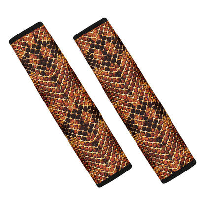 Yellow And Brown Snakeskin Print Car Seat Belt Covers