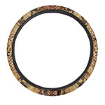 Yellow And Brown Snakeskin Print Car Steering Wheel Cover