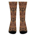 Yellow And Brown Snakeskin Print Crew Socks