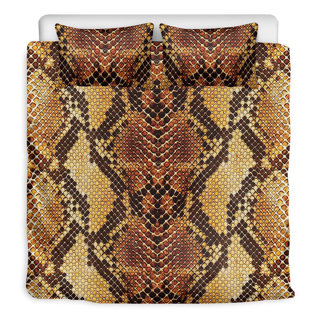 Yellow And Brown Snakeskin Print Duvet Cover Bedding Set