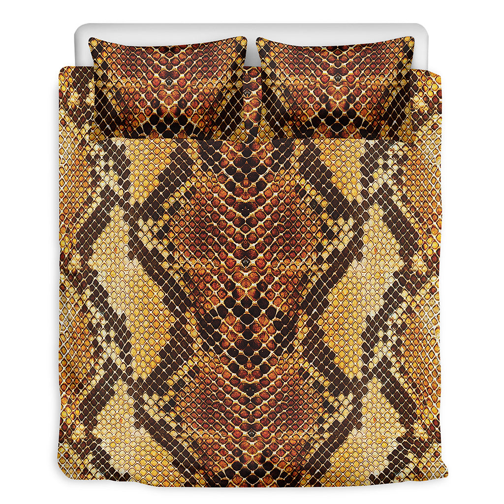 Yellow And Brown Snakeskin Print Duvet Cover Bedding Set