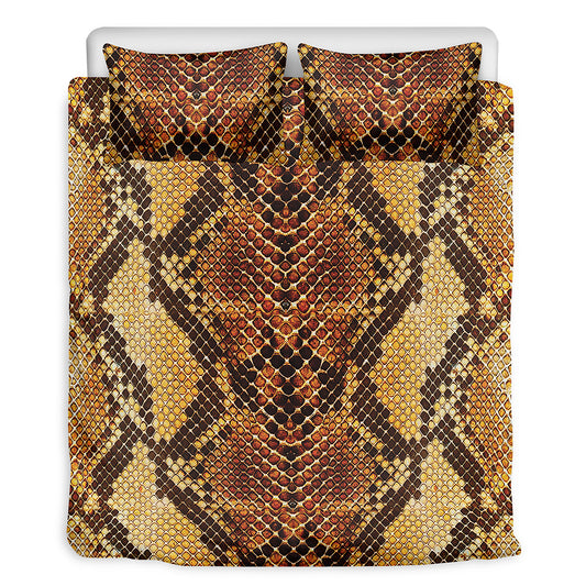 Yellow And Brown Snakeskin Print Duvet Cover Bedding Set