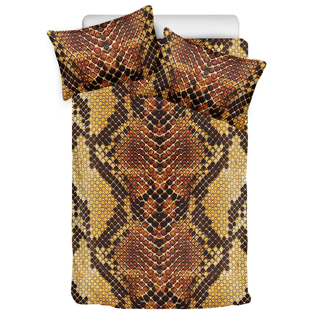 Yellow And Brown Snakeskin Print Duvet Cover Bedding Set