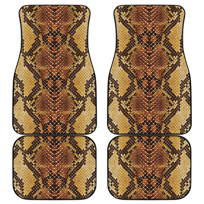 Yellow And Brown Snakeskin Print Front and Back Car Floor Mats