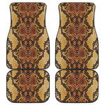 Yellow And Brown Snakeskin Print Front and Back Car Floor Mats