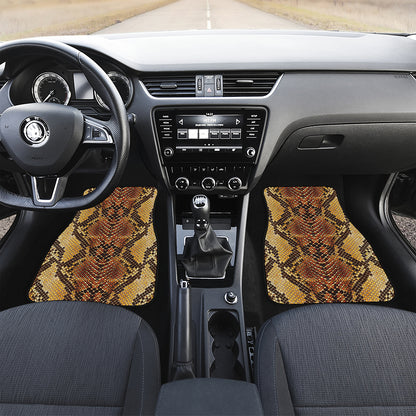 Yellow And Brown Snakeskin Print Front and Back Car Floor Mats