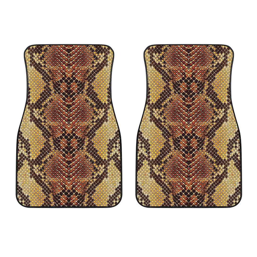 Yellow And Brown Snakeskin Print Front Car Floor Mats