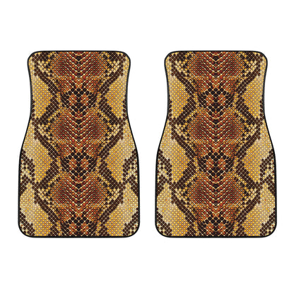 Yellow And Brown Snakeskin Print Front Car Floor Mats