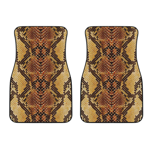 Yellow And Brown Snakeskin Print Front Car Floor Mats