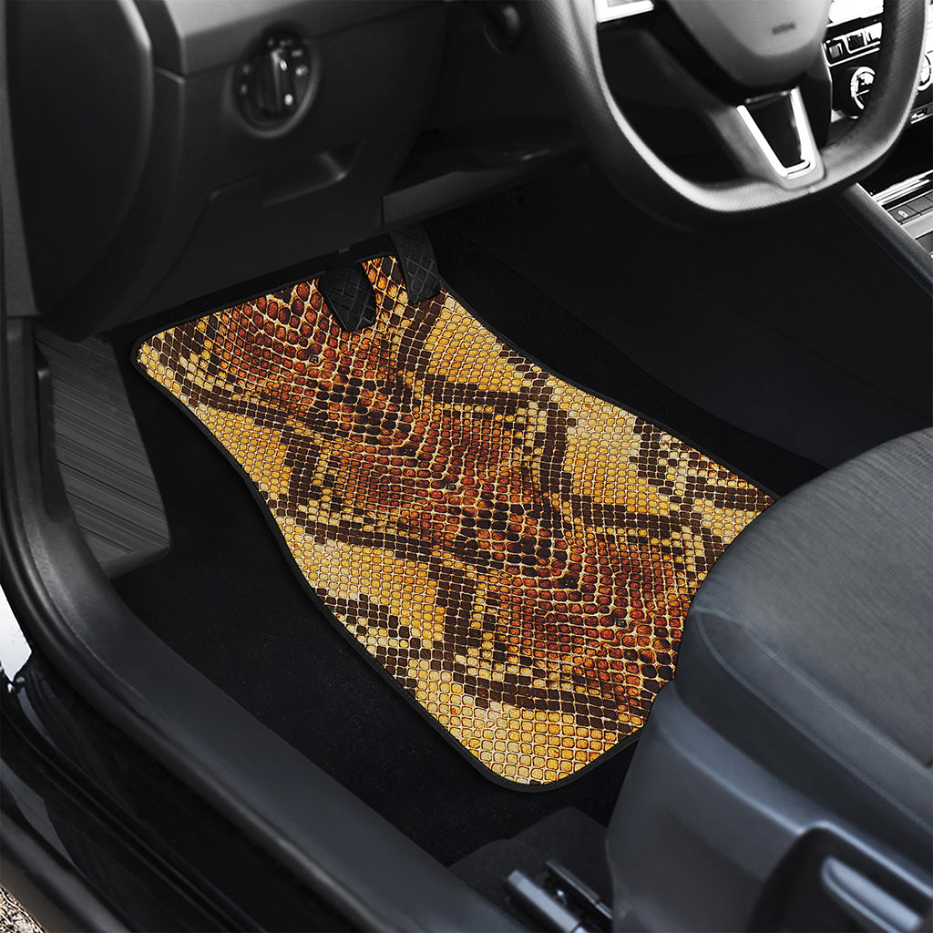 Yellow And Brown Snakeskin Print Front Car Floor Mats
