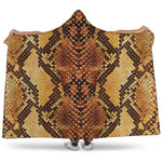 Yellow And Brown Snakeskin Print Hooded Blanket