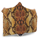 Yellow And Brown Snakeskin Print Hooded Blanket