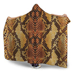 Yellow And Brown Snakeskin Print Hooded Blanket