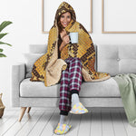 Yellow And Brown Snakeskin Print Hooded Blanket