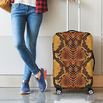 Yellow And Brown Snakeskin Print Luggage Cover